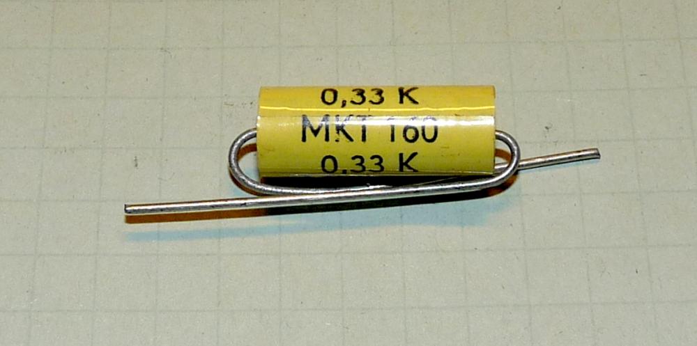 0,33 µF, 100 V, MKT, axial (Bild ähnlich!)