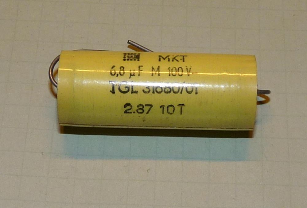 Kondensator 6,8µF, 100V, 20%, axial, MKT