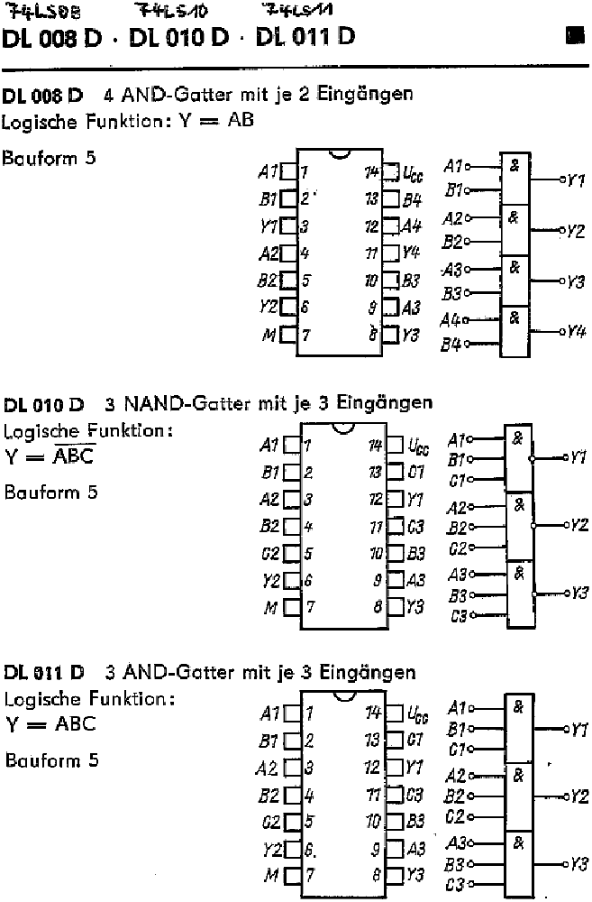 74 LS 11 (DL 011) 3x AND-Gatter mit 3 Eingängen (M)
