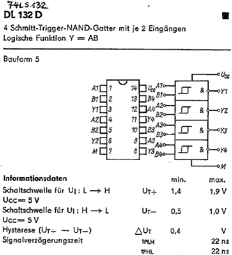 DL 132 D (74 LS 132) Schmitt-TriggerNAND
