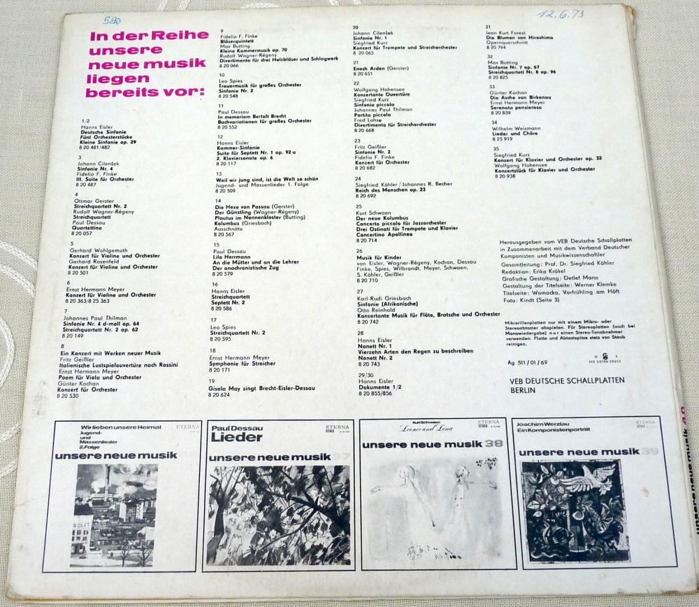 Eterna, 825985, Konzert für Harfe und Orchester, E.H. Meyer, DDR, 1969