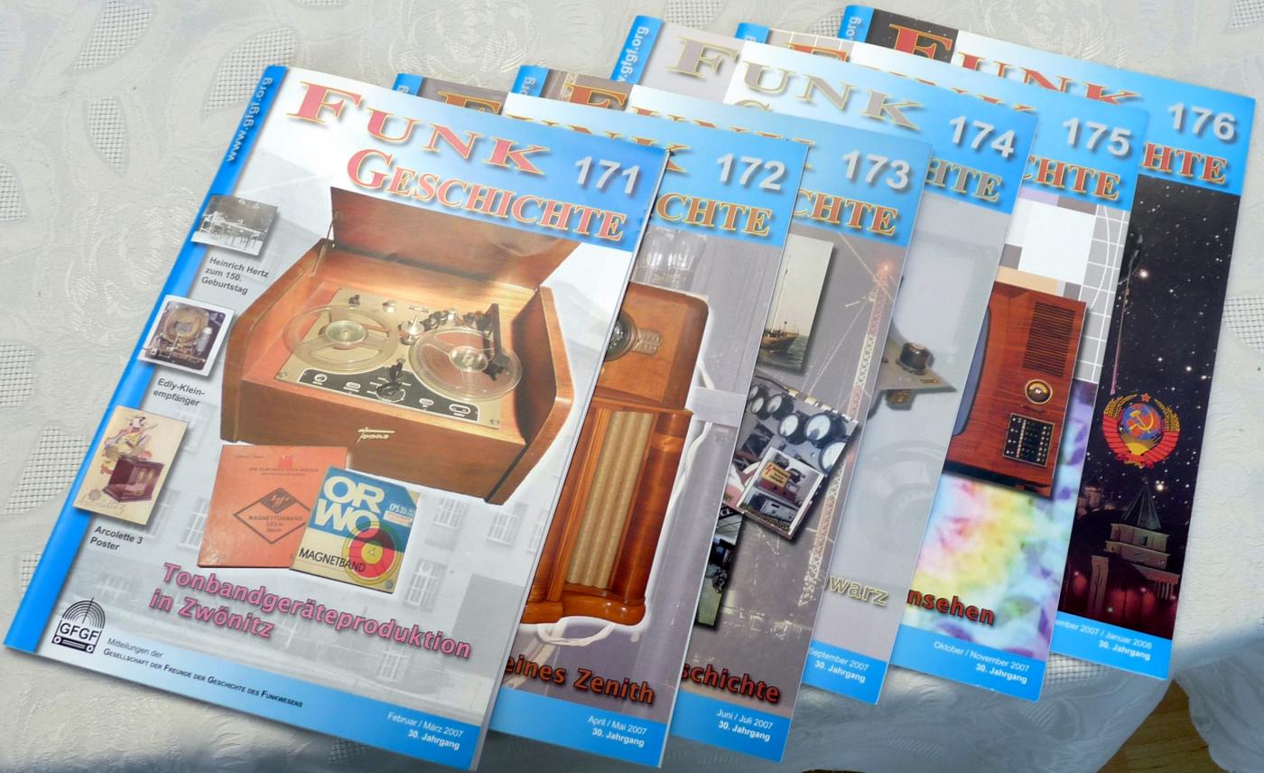 GFGF Funkgeschichte 171 - 176, 6 Hefte, Jahr 2007, Beitr&auml;ge zur Funkgeschichte