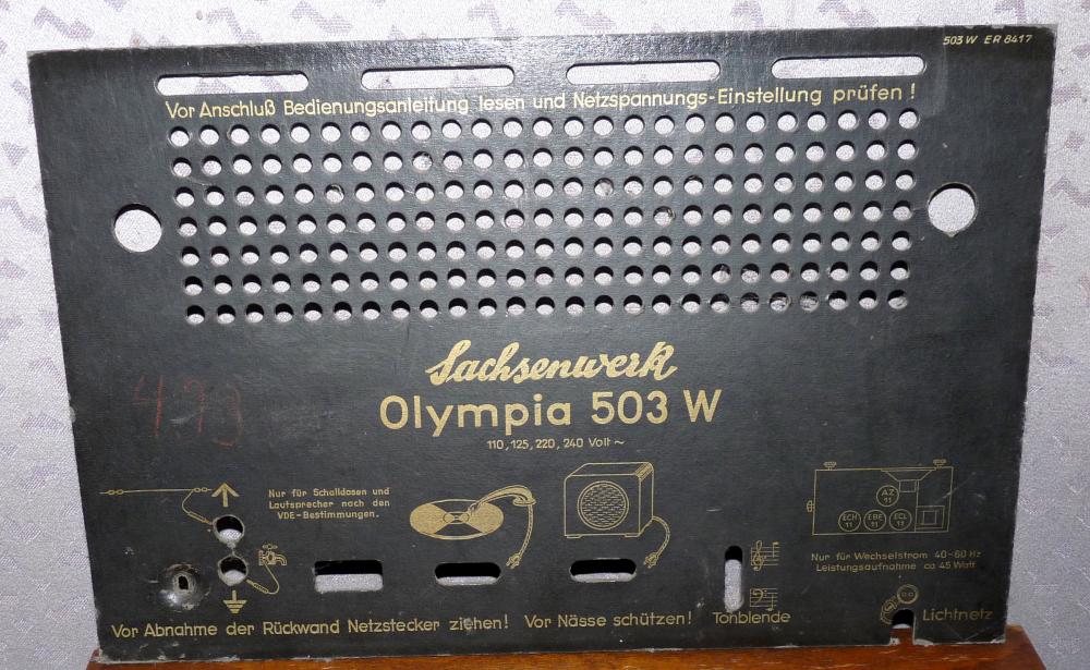 Sachsenwerk Niedersedlitz - Olympia 503 W, 1950, einmaliger Röhrenadapter!