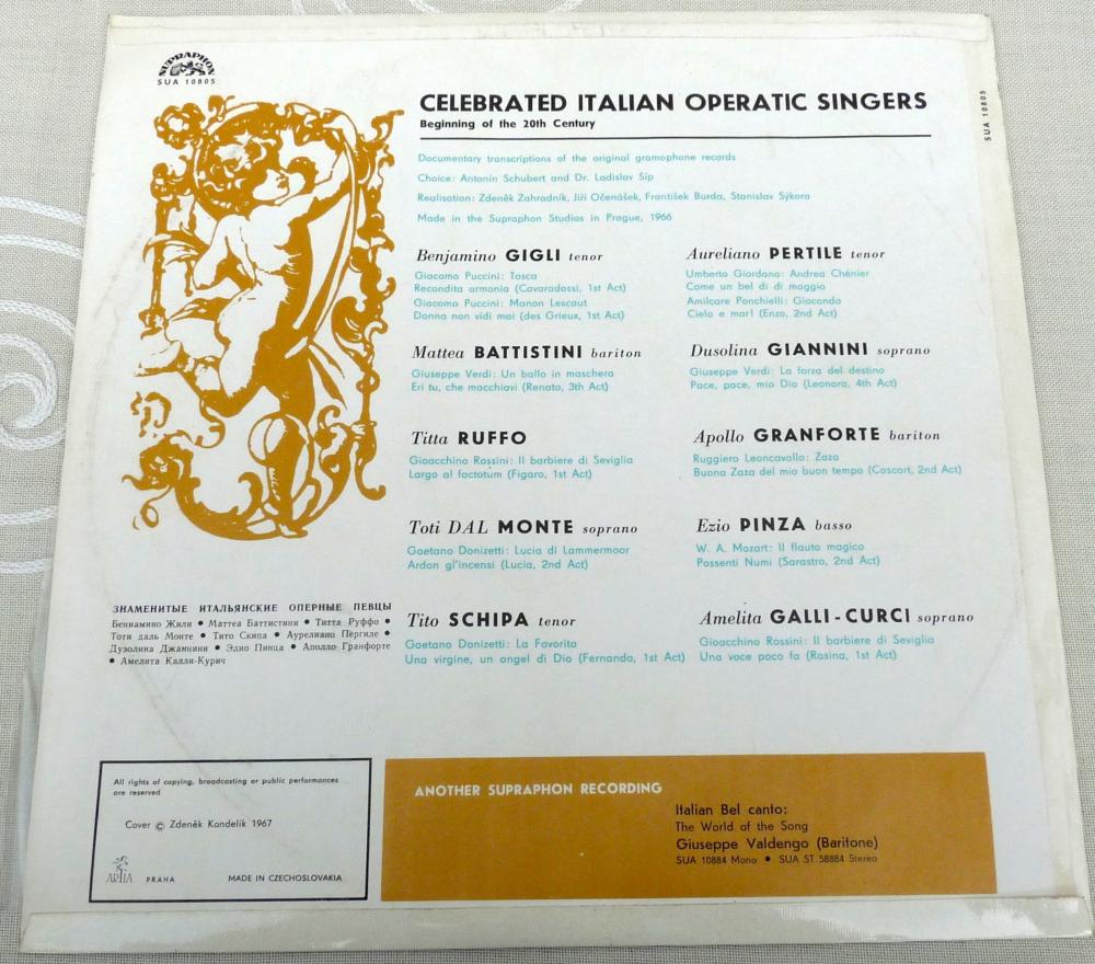 Supraphon, 10805, Celebrated italian operatic Singers, CSSR, 1967