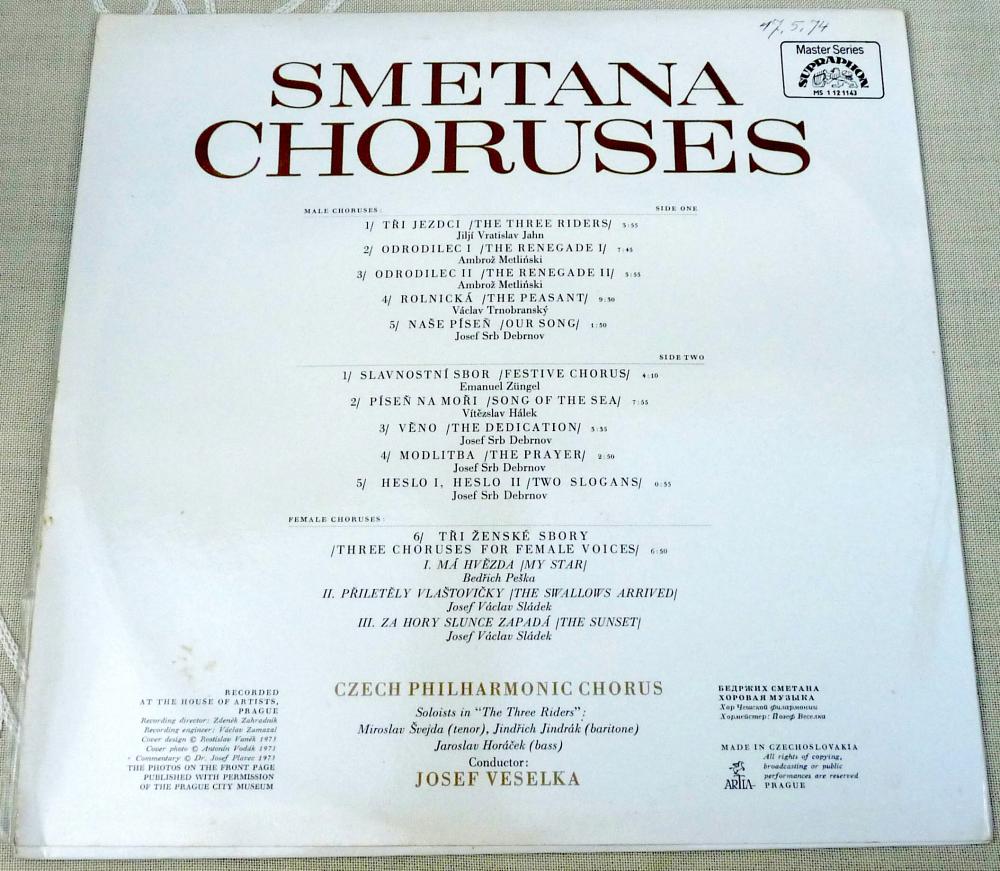 Smetana Choruses, CSSR, 1973, Supraphon, 1121143