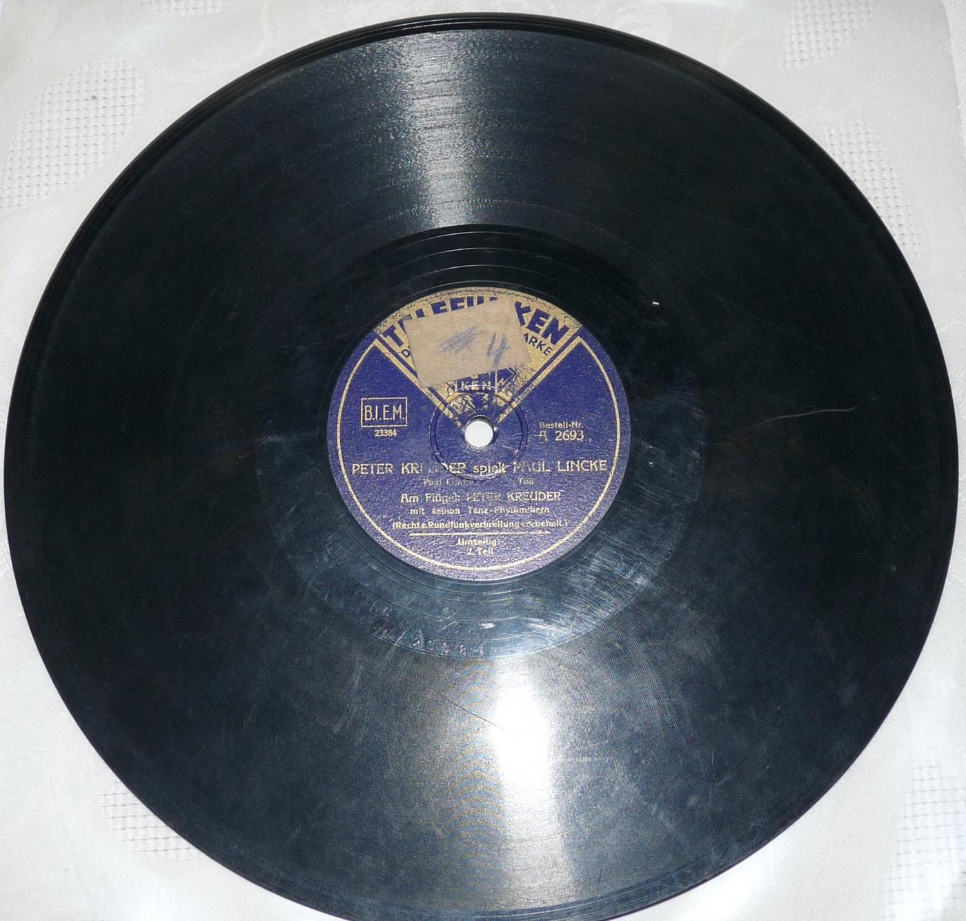 Telefunken, 2693, Peter Kreuder spielt Paul Linke, 1938