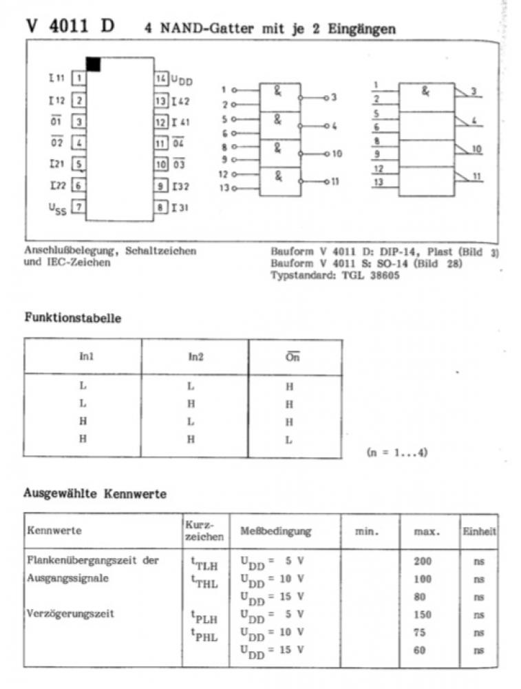 V 4011 D, (4011), 4x 2-NAND (M)