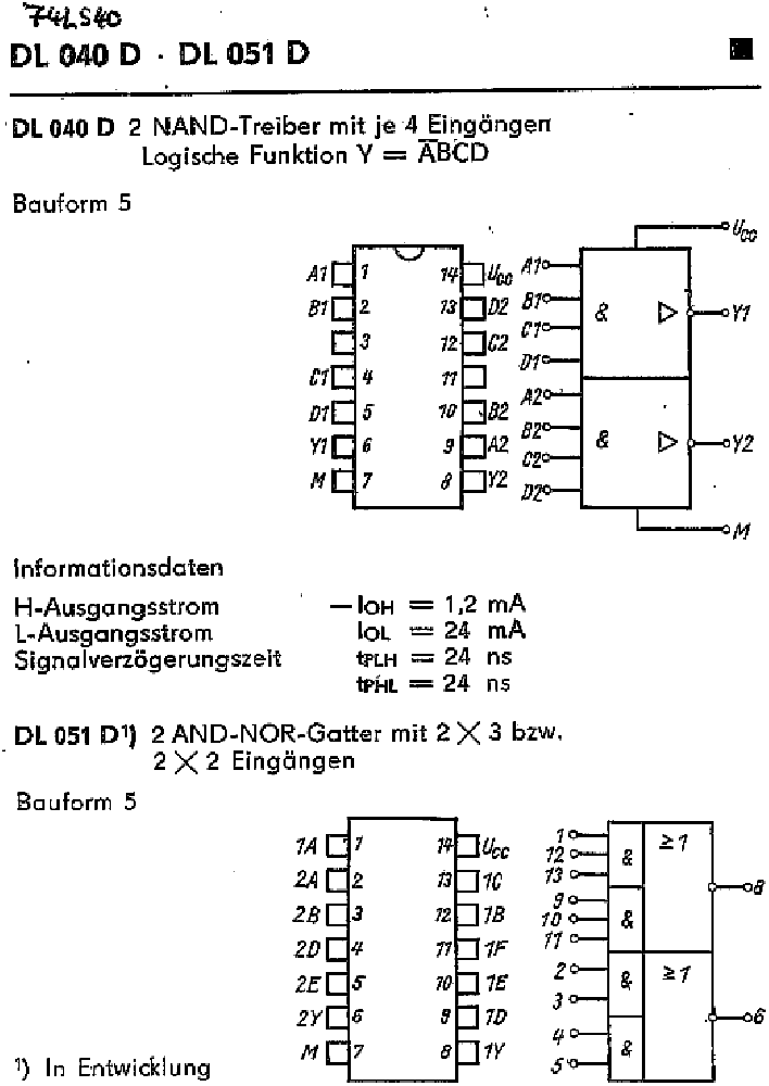 K 555 ЛA 6 (K 555 LA 6; 74 LS 40) 2x NAND mit 4 Eing. (M)